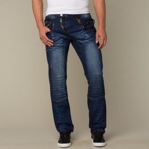 Issac b designer moto skinny jeans modern dark